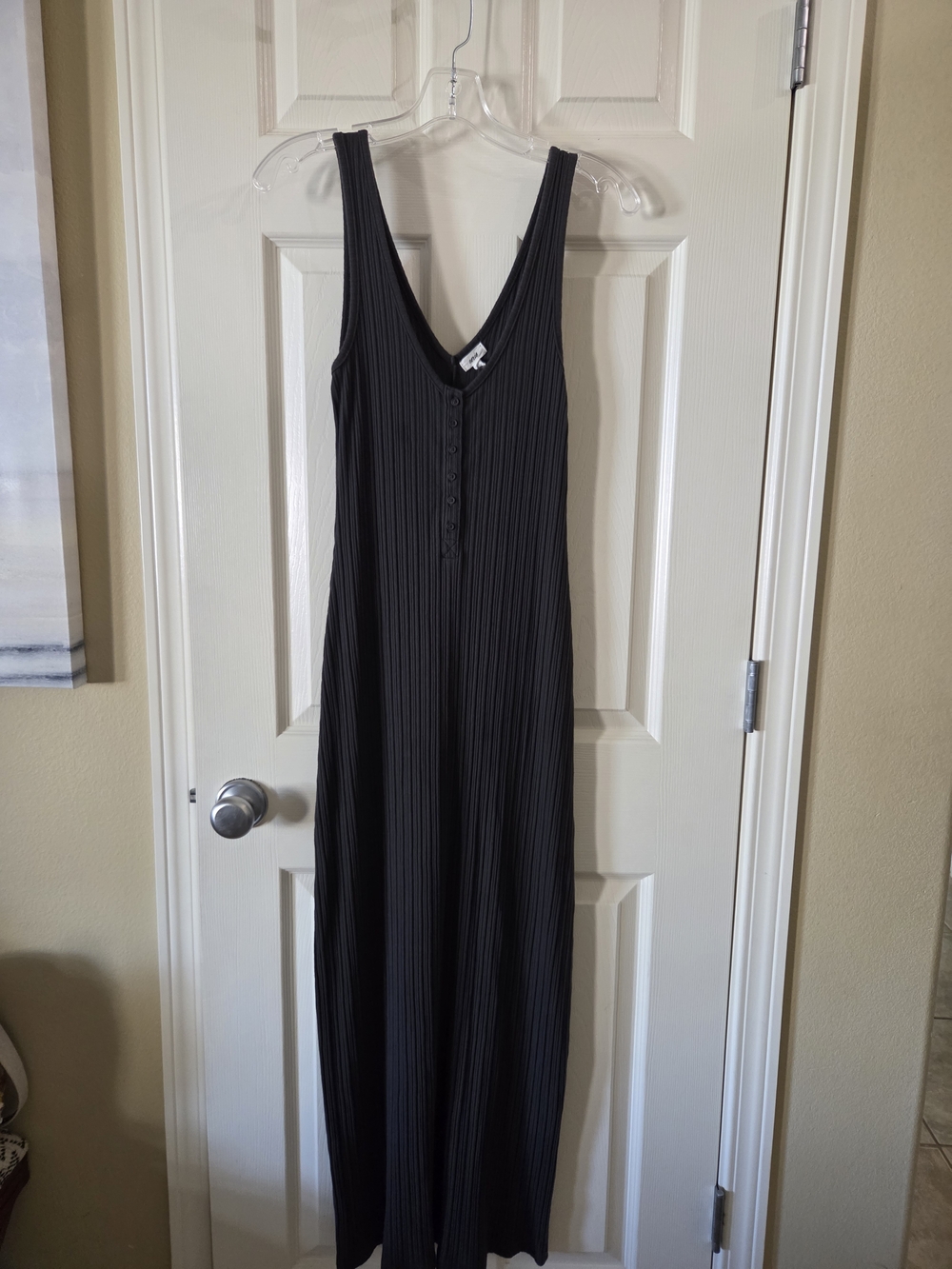 AERIE Double V Henley Ribbed Bodycon, Button-Front Maxi Dress